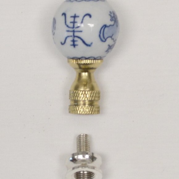 Hand Painted Blue and Lamp Finial from the Far East - Picture 3 of 4